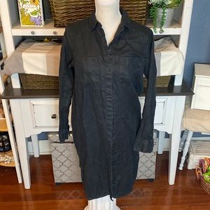 Everlane Black Long Sleeve Shirt Dress — Collared Button Front